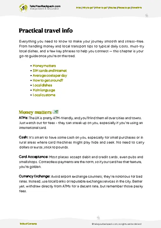 example page 7 from our offline Travel Guide for United Kingdom